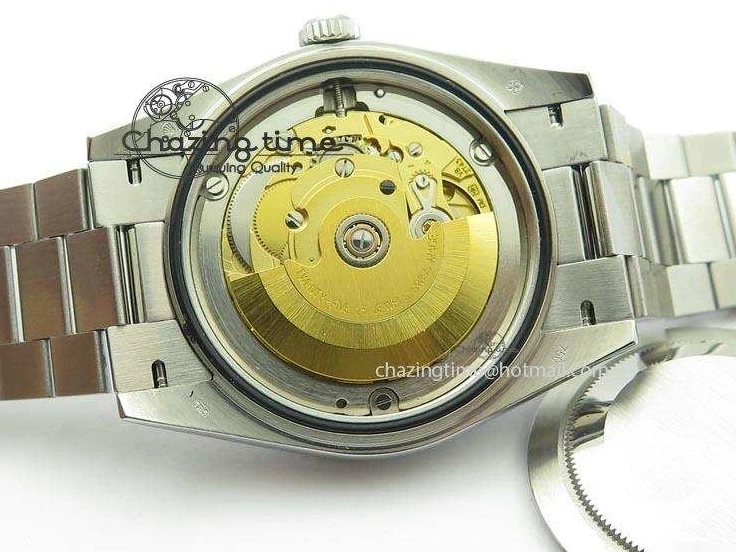 MiroTime 0508 Stretchable DayDate 40mm BP-Maker 228206 SS Green Roman Dial (Fluted Bezel) On SS Bracelet ETA 3904